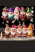 10'lu Ahşap Noel Cüce Süs Seti | 2D Düz Baskı Renkli Asma Dekorları / Ev & Parti & Hediye Etiketi thumbnail 5