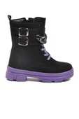 Ayakmod Siyah Lila İçi Polarlı Kaymaz Taban Kız Çocuk Bot G-1001 F Zncr thumbnail 1