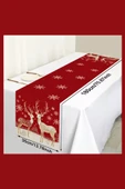 Bordo Altın Noel Masa Örtüsü | Geyik ve Kar Tanesi Desenli Dikdörtgen Yılbaşı Sofra Dekoru (1 Adet) thumbnail 4