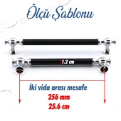 Mobilya Mutfak Çekmece Metal Dolabı Kulpları Dolap Kapak Kulpu Kulbu 256 mm 25.6 cm Krom Siyah thumbnail 3