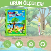 TAŞITLARLA ÇOCUKLAR Magic Book Eğitici İngilizce Sihirli Boyama Kitabı Su Kalemi Water Painting Mavi thumbnail 6