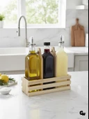 Ahşap Doğal 3Lü Set Yağdanlık ve Sosluk Takımı(SET)(IHLAMUR - KAVAK) Ahşap Rengi 2 SET thumbnail 1