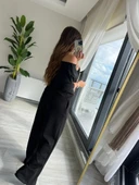 MDB Kadın Uzun Kollu Tek Omuzdan Açık Modal Bluz Ve Pantolon Ikili Takım thumbnail 4