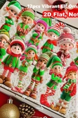 12'li Ahşap Elf Noel Ağacı Süs Seti | 2D Düz Baskı Renkli Asma Dekorları / Ev & Parti Dekoru thumbnail 4