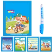 BİSİKLETLİ DOSTLAR Magic Book Eğitici İngilizce Sihirli Boyama Kitabı Su Kalemi Water Painting Mavi thumbnail 2