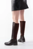 165-305 Kahve Arka Streç Fermuarlı Günlük Kadın Çizme thumbnail 3