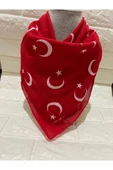 Kırmızı Ay Yıldız Türk Bayrağı Temalı Pamuk Kumaş Fular - Bandana - 23 Nisan, 29 Ekim, 19 Mayıs thumbnail 2