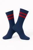 Erkek Lacivert Soket Çorap 2’li Set – Çizgili Pamuklu Spor ve Günlük Kullanım – Plus Scorpion thumbnail 4