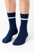 Erkek Lacivert Soket Çorap 2’li Set – Çizgili Pamuklu Spor ve Günlük Kullanım – Plus Scorpion thumbnail 3