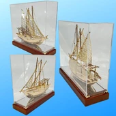 Pirinç Yelkenli Gemi Altın Kaplama Katar Dhow Teknesi Kutulu 29cm No.1 thumbnail 5