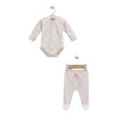 Caramell %100 Pamuk Cherry Baby Body Pantolon Seti 56-62 cm 1-3 Ay Pembe CRML.PMB.BPK1286 thumbnail 3