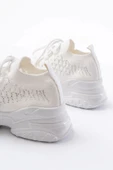 SP-2024 Beyaz Günlük Bağcıklı Fileli Taş Aksesuarlı Kadın Spor Ayakkabı thumbnail 5
