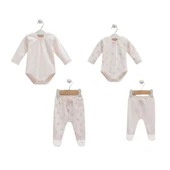 Caramell %100 Pamuk Cherry Baby Body Pantolon Seti 56-62 cm 1-3 Ay Pembe CRML.PMB.BPK1216 thumbnail 1