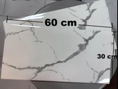 (6 Adet) Kendinden Yapışkanlı Dekoratif Esnek Köpük Beyaz Pvc Mermer Panel 60x30 (0,18 m²) Mutfak Banyo WC thumbnail 1