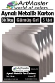 Gümüş Gri Renkli 50x70 Metalik Aynalı Fon Kartonu 5 Adet 1 Paket ArtMaster Metalik Aynalı Fon Kartonu thumbnail 1