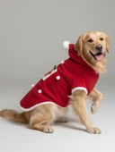 Red Star Kırmızı Yılbaşı Köpek Kıyafeti | Noel Baba Kapüşonlu Polar Sweatshirt | Orta ve Büyük Irklar İçin thumbnail 7