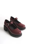 K-708 Bordo Kırışık Rugan Tokalı Yüksek Tabanlı Loafer Ayakkabı thumbnail 5