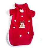 White Tree Kırmızı Yılbaşı Köpek Kıyafeti | Noel Baba Kapüşonlu Polar Sweatshirt | Orta ve Büyük Irklar İçin thumbnail 2