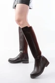 165-305 Kahve Arka Streç Fermuarlı Günlük Kadın Çizme thumbnail 4