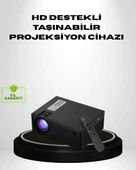 1080p Full HD Taşınabilir Projeksiyon Cihazı LED Işıklı Uzaktan Kumandalı thumbnail 1