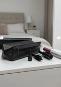 YUNUSOĞLU HOME Siyah Deri Düz Desen Airwrap ve Tüm Saç Şekillendiricileriniz için XL Boy Çanta Seyahat Çanta thumbnail 2