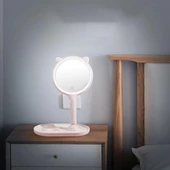 Kedi Kulaklı Telefon Standlı Yuvarlak Dokunmatik Led Ayarlı Masa Üstü Makyaj Aynası (5332) thumbnail 4