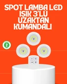 Kablosuz 3 Lü Spot Led Lamba Seti Uzaktan Kumandalı Enerji Tasarruflu Aydınlatma thumbnail 1
