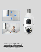 WiFi Ampul Güvenlik Kamerası 1080P Full HD Gece Görüşlü ve Hareket Algılamalı thumbnail 3