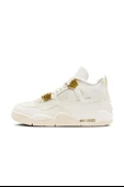 Nike Air Jordan 4 Retro Metallic Gold (W) deri  kadın beyaz   spor ayakkabı thumbnail 3