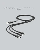 Dayanıklı Metal Başlıklı 3’ü 1 Arada Şarj Kablosu – Tüm Cihazlarla Uyumlu thumbnail 2