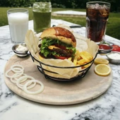 TEKMARKED METAL SOSLUKLU HAMBURGER VE PATATES KIZARTMASI SUNUM SEPETİ - 3