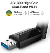 Tp-lınk Archer T3u Plus 1300mbps Kablosuz Dual Band Usb Adaptor thumbnail 3
