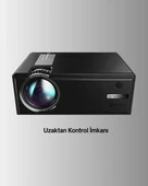 Full HD Destekli Taşınabilir Projeksiyon Cihazı – HDMI, USB, VGA Girişli, Uzaktan Kumandalı thumbnail 3