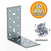 Mobilya Eşya Dolap Duvara Sabitleme Köşebent Bağlantı Aparatı (50 ADET) L Demiri Gönye 40x80x80 Mm thumbnail 2