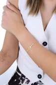 Gümüş altın yaldızlı zirkon taşlı yıldız kümesi kadın bileklik SGTL12921GOLD thumbnail 2