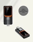 Powerbank 20000 mAh | 22.5W Hızlı Şarj, Dahili Kablolu, LCD Ekranlı Şarj Cihazı thumbnail 5