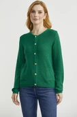 Dore Düğme Detaylı Yünlü Triko Hıırka - Yeşil thumbnail 3