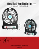 USB Girişli Taşınabilir Masaüstü Mini Fan – 3 Kademeli Hız, Şarjlı, Işıklı, Sessiz Çalışma thumbnail 2