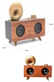 Bluetooth Nostalji Speaker Radyo Gramofon Ahşap Renk Vintage thumbnail 5
