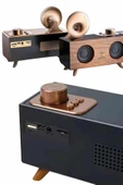 Bluetooth Nostalji Speaker Radyo Gramofon Ahşap Renk Vintage thumbnail 1