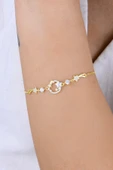 Gümüş altın yaldızlı zirkon taşlı yıldız kümesi kadın bileklik SGTL12921GOLD thumbnail 3