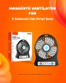 Mini Vantilatör Masaüstü – USB Girişli, Şarjlı, 3 Kademe, Sessiz Motor, Işıklı thumbnail 2
