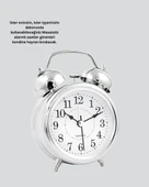 Alarmlı Dekoratif Yuvarlak Masa Saati Gümüş Renk Sessiz ve Işıklı thumbnail 4