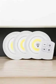Spot Lamba Led Işık 3'lü Uzaktan Kumandalı Pilli Yapışkanlı Kablosuz thumbnail 1