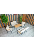 UFUK HOME Zeyd 2211 Masalı Krem Fermuarlı Bahçe Balkon Takımı, Salon - Metal Kanepe Koltuk Takımı thumbnail 6