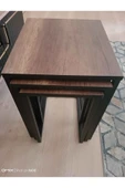 UFUK HOME 3lü Zigon Sehpa Ceviz Tabla Siyah Ayak Sehpa thumbnail 3