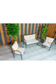 UFUK HOME Zeyd 211 Krem Fermuarlı Bahçe Balkon Takımı, Salon - Metal Kanepe Koltuk Takımı thumbnail 4