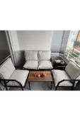 UFUK HOME Linda 211 Krem Fermuarlı Bahçe Balkon Takımı, Cafe, Salon - Metal Kanepe Koltuk Takımı thumbnail 5