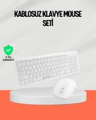 Beyaz Kablosuz Klavye Fare Seti Kablosuz Fare USB Alıcı PC Uyumlu thumbnail 1