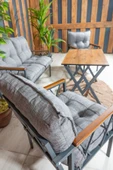UFUK HOME Miray 211 Masalı Gri Fermuarlı Bahçe Balkon Takımı, Salon, Teras- Berjer Düğmeli Metal Çay Seti thumbnail 2